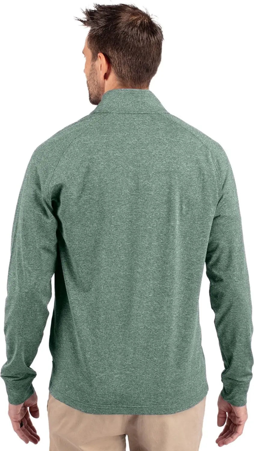 Cutter & Buck Mck01086 Adapt Eco Knit Heather Mens Quarter Zip Pullover - Hunter