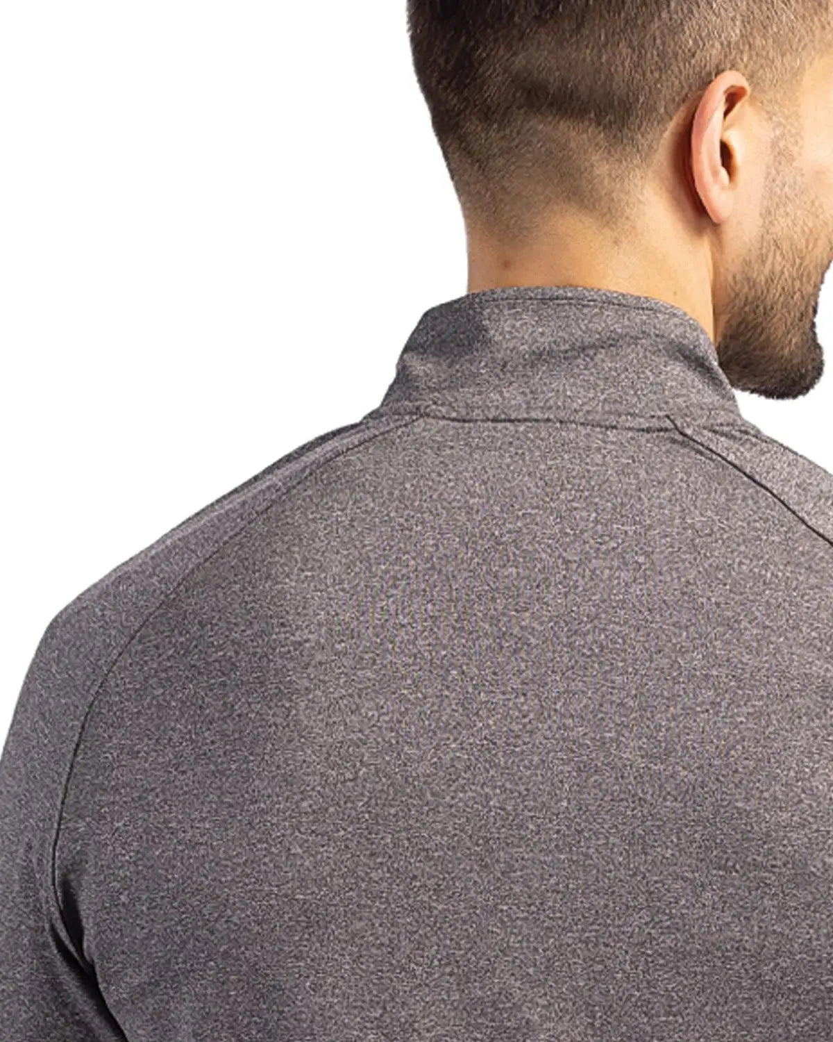 Cutter & Buck Mck01086 Adapt Eco Knit Heather Mens Quarter Zip Pullover - Black