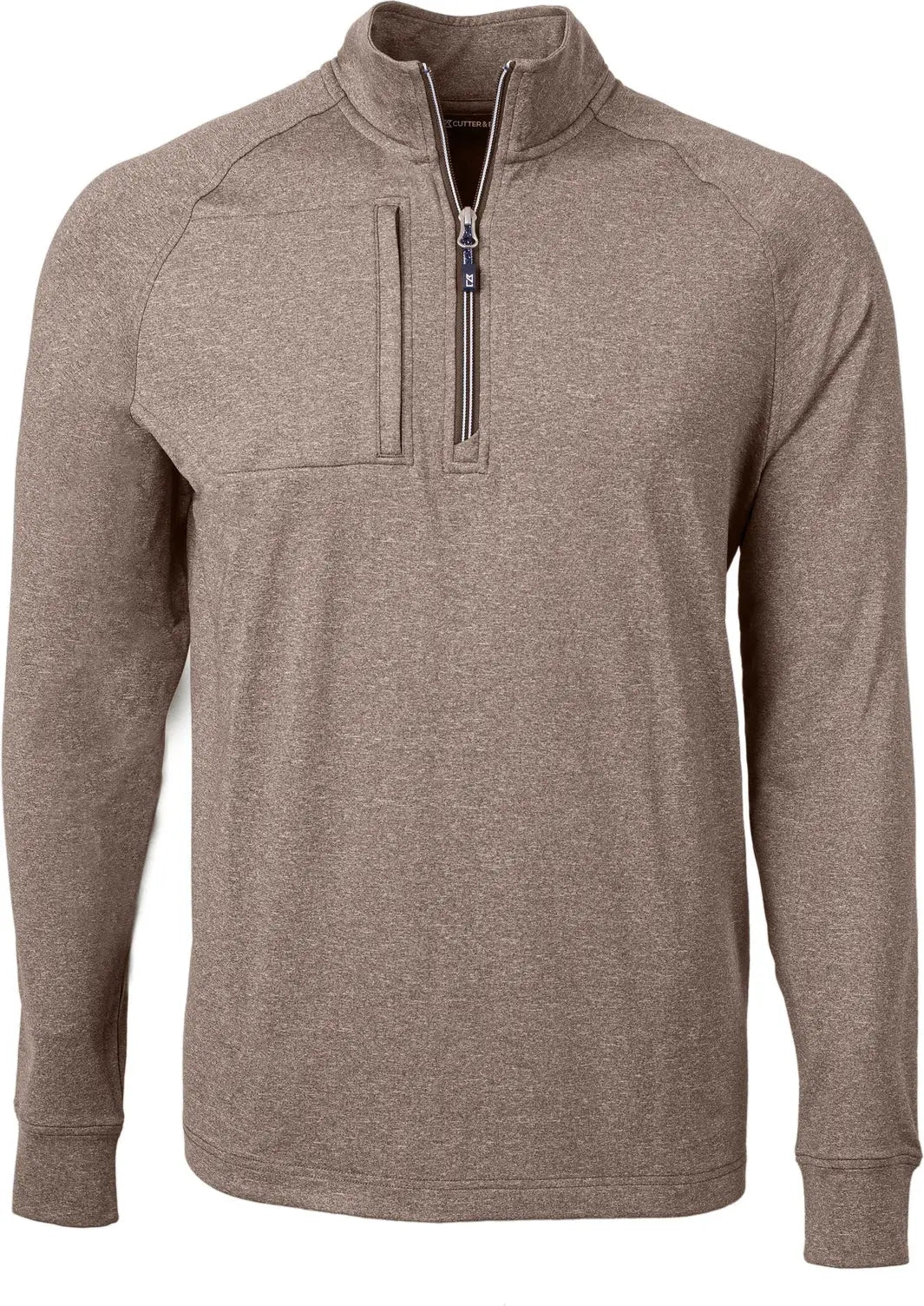 Cutter & Buck Mck01086 Adapt Eco Knit Heather Mens Quarter Zip Pullover - Mushroom