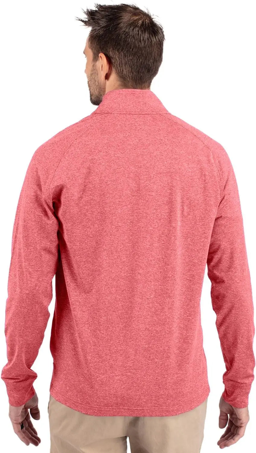 Cutter & Buck Mck01086 Adapt Eco Knit Heather Mens Quarter Zip Pullover - Cardinal Red