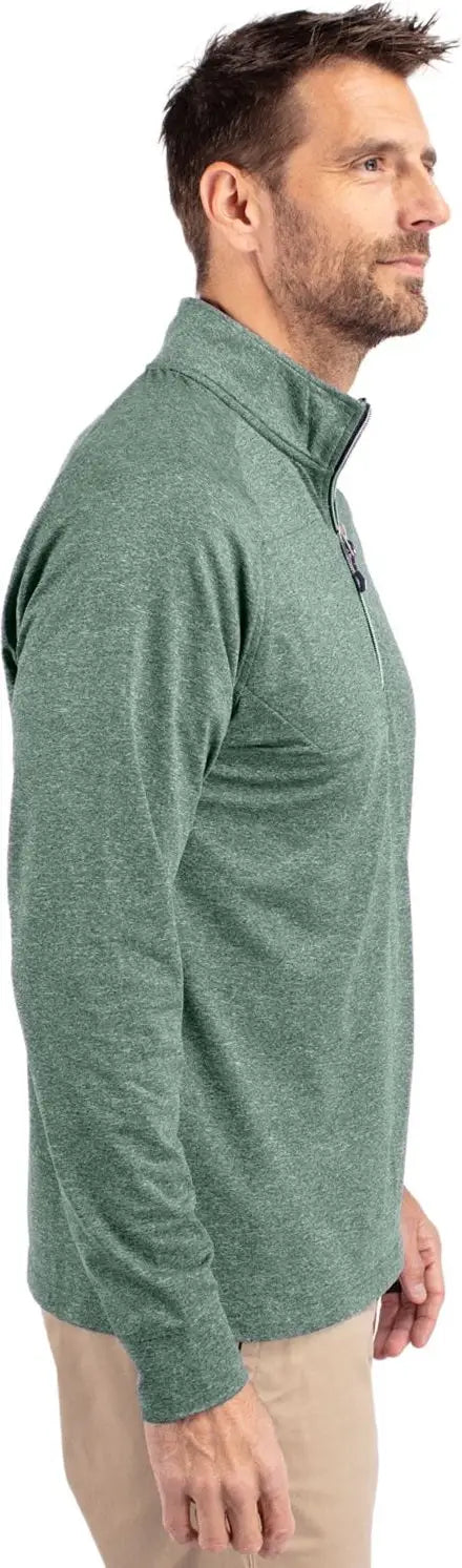 Cutter & Buck Mck01086 Adapt Eco Knit Heather Mens Quarter Zip Pullover - Hunter