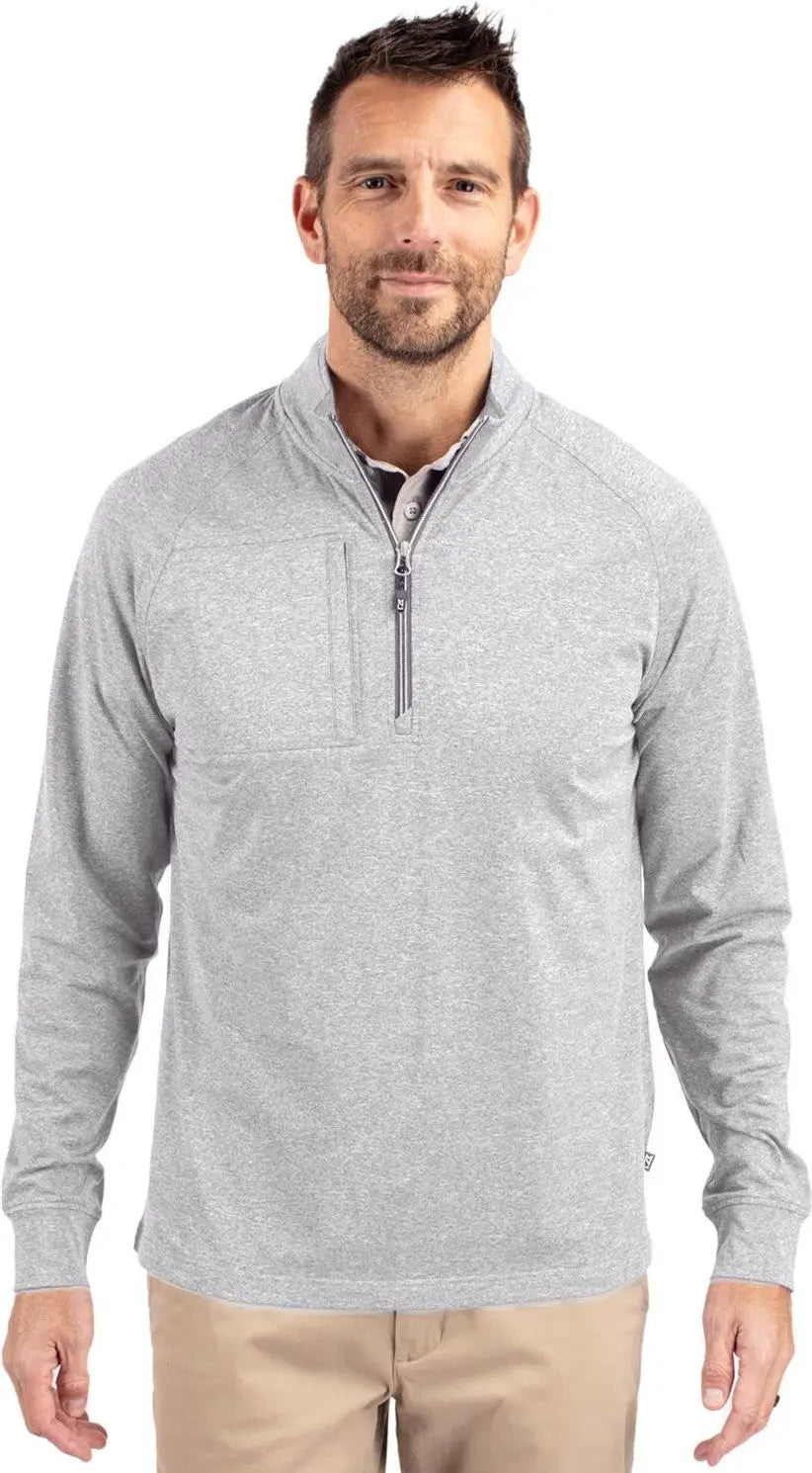 Cutter & Buck Mck01086 Adapt Eco Knit Heather Mens Quarter Zip Pullover - Polished - Adult s
