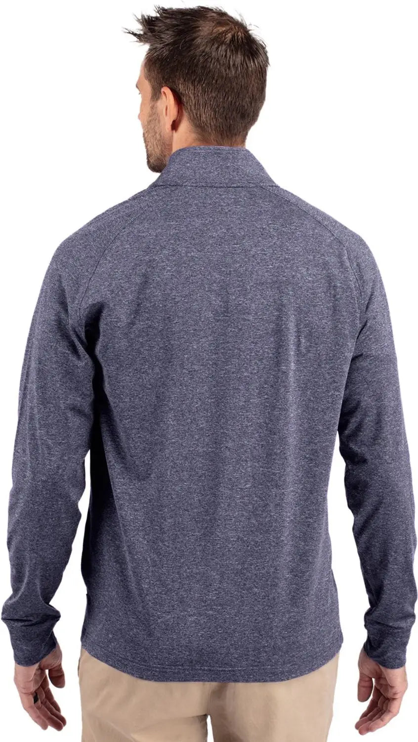 Cutter & Buck Mck01086 Adapt Eco Knit Heather Mens Quarter Zip Pullover - Navy Blue