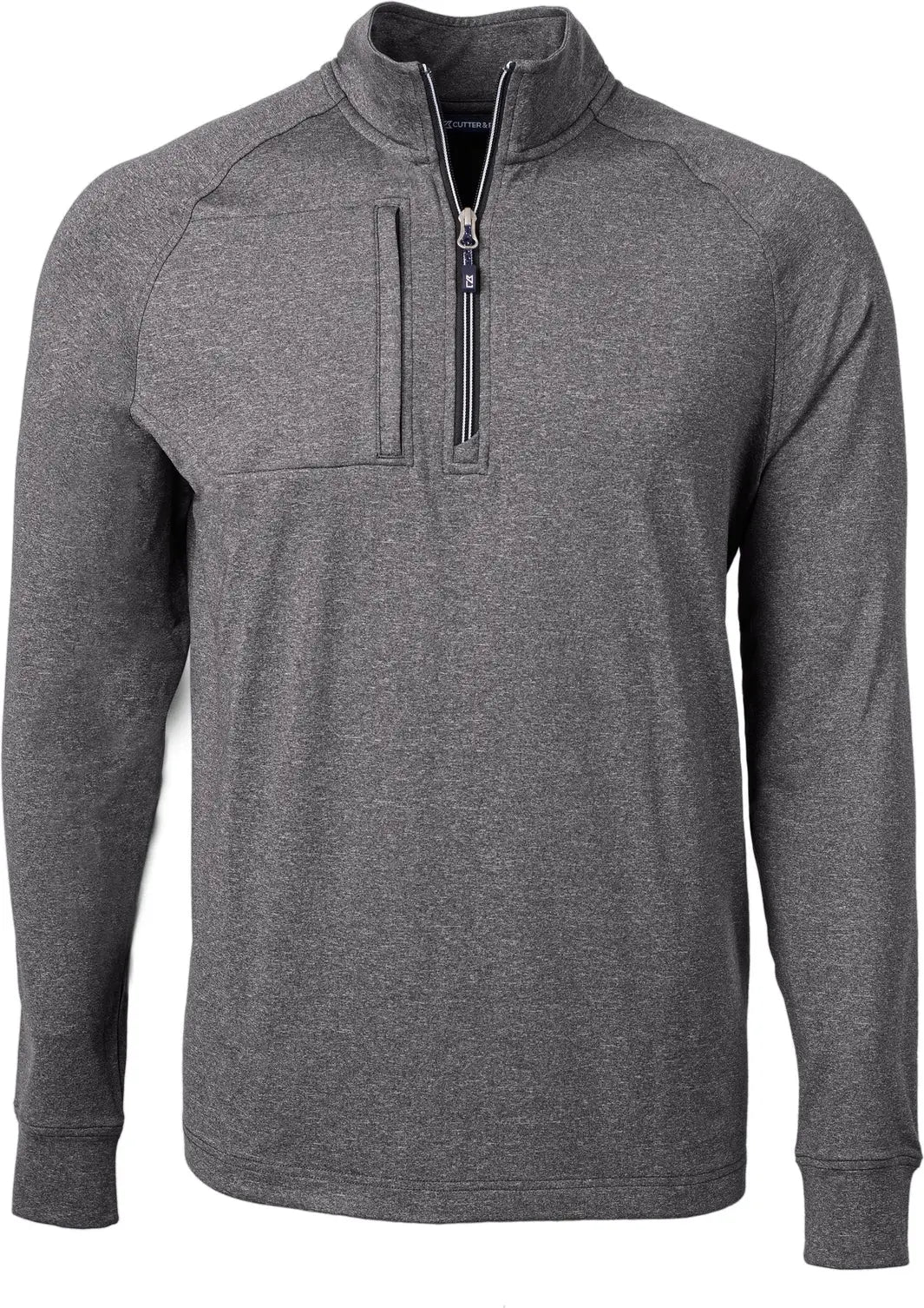 Cutter & Buck Mck01086 Adapt Eco Knit Heather Mens Quarter Zip Pullover - Black