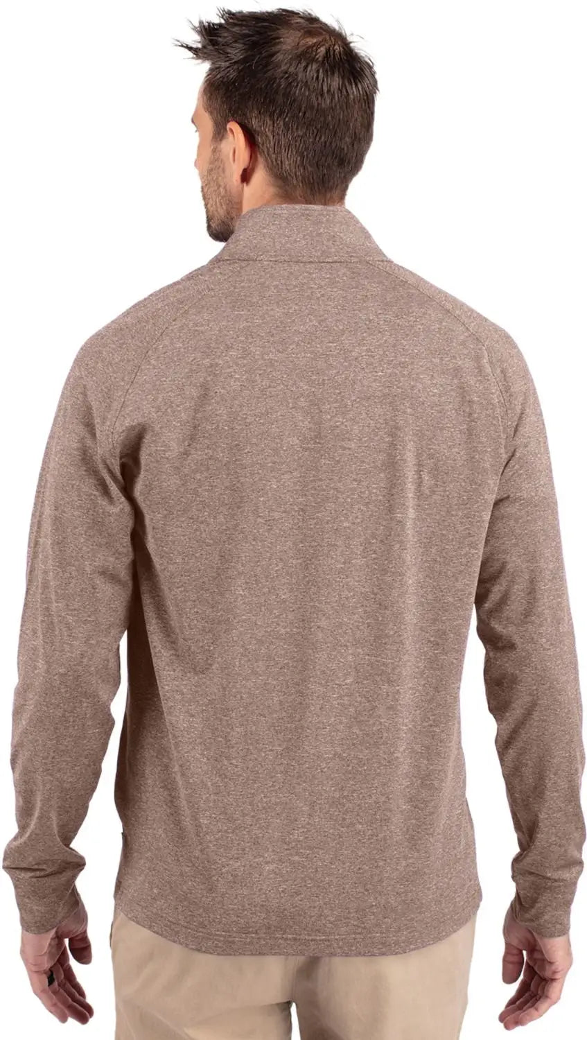 Cutter & Buck Mck01086 Adapt Eco Knit Heather Mens Quarter Zip Pullover - Mushroom