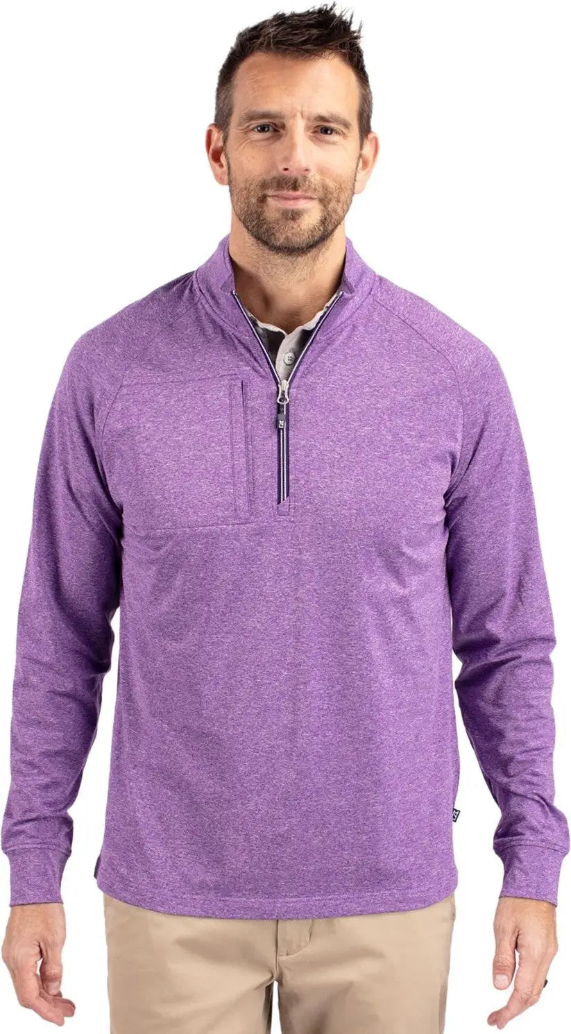 Cutter & Buck Mck01086 Adapt Eco Knit Heather Mens Quarter Zip Pullover - College Purple - Adult s