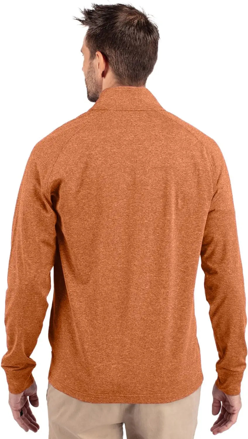 Cutter & Buck Mck01086 Adapt Eco Knit Heather Mens Quarter Zip Pullover - Texas Orange