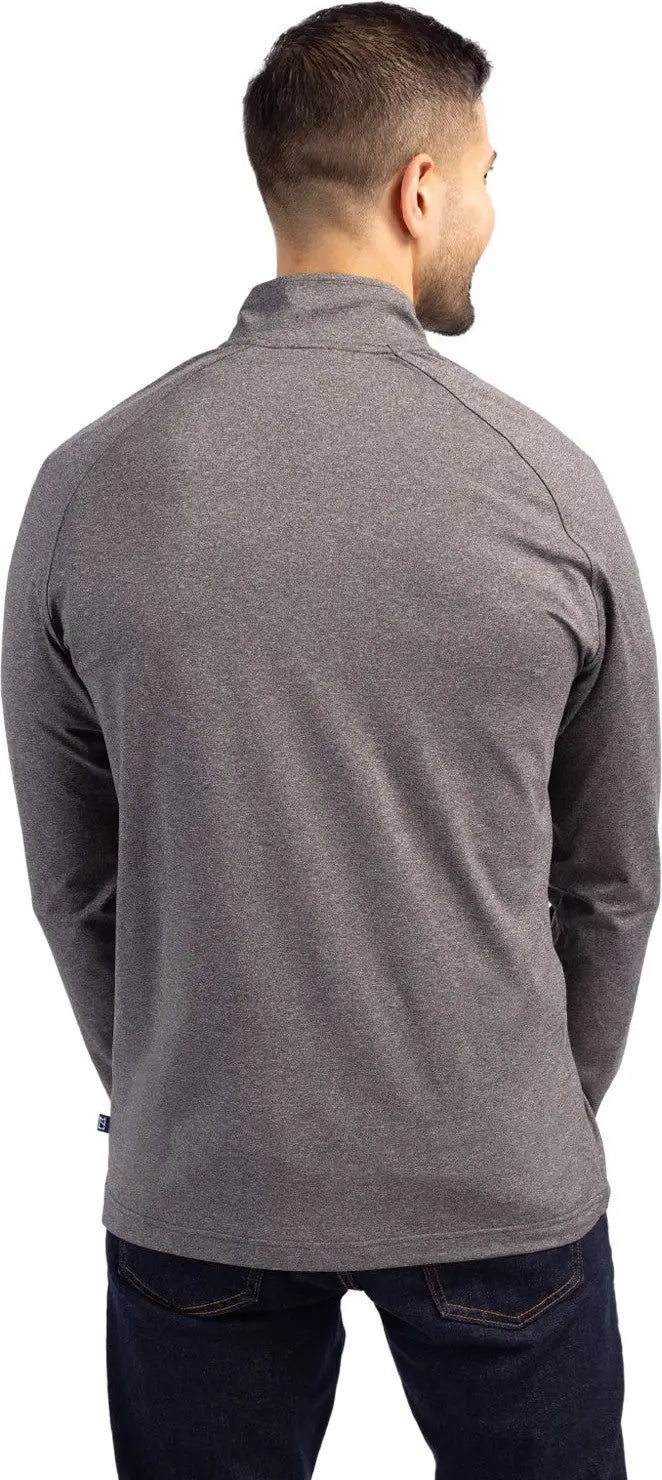 Cutter & Buck Mck01086 Adapt Eco Knit Heather Mens Quarter Zip Pullover - Black