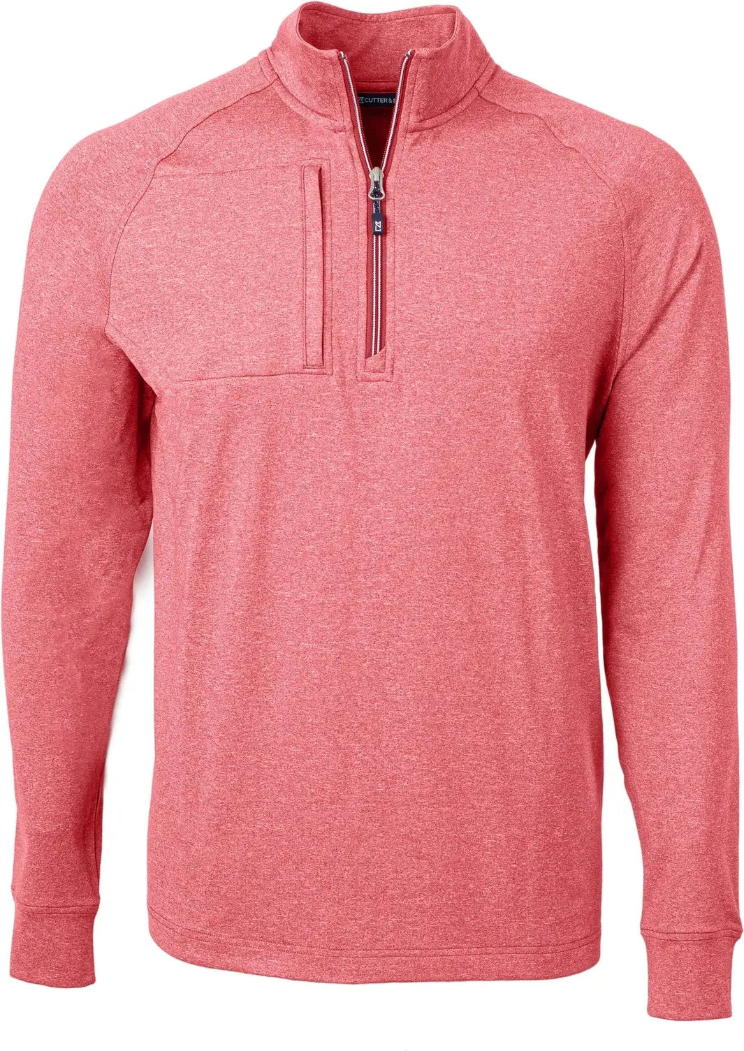 Cutter & Buck Mck01086 Adapt Eco Knit Heather Mens Quarter Zip Pullover - Cardinal Red