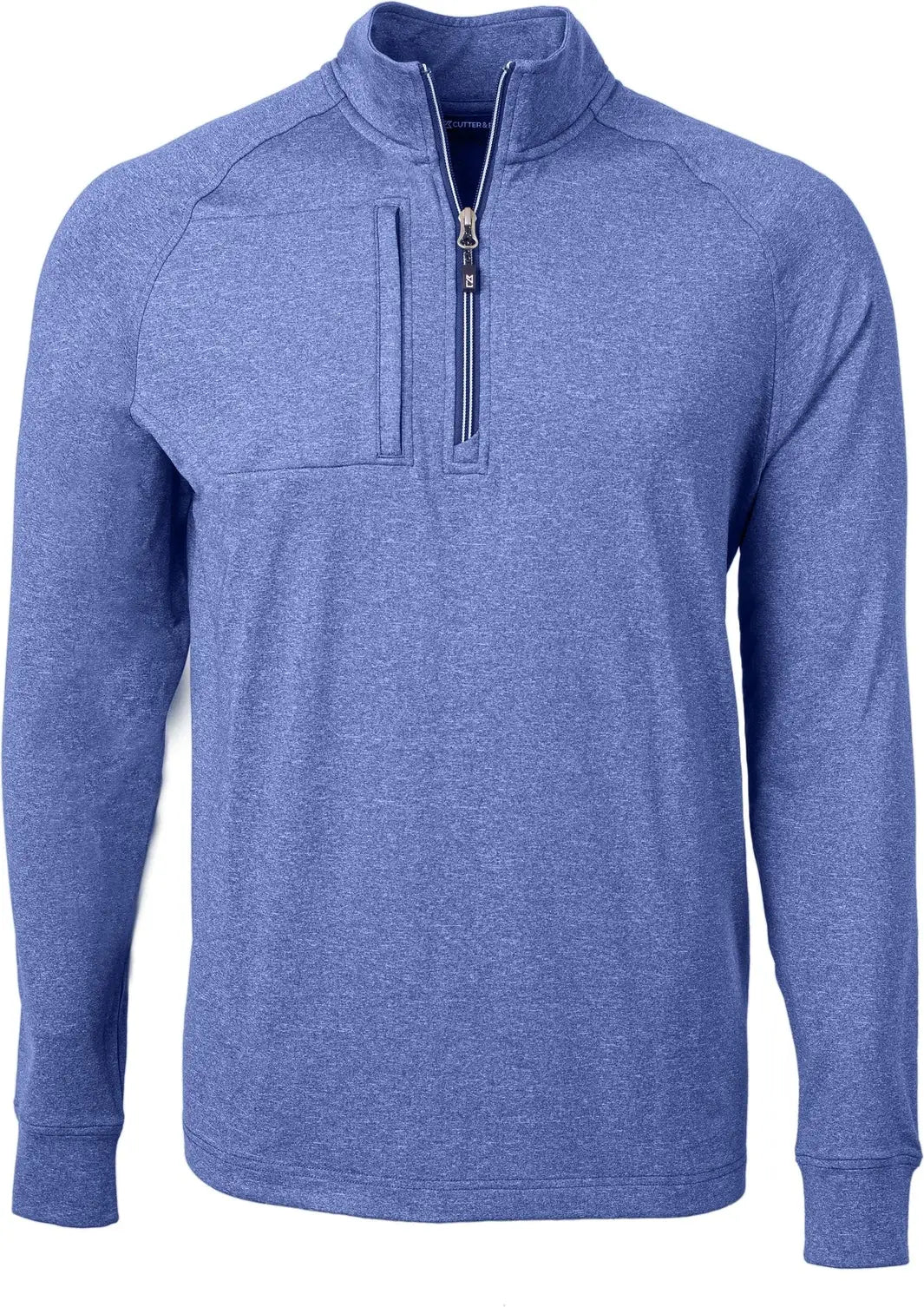 Cutter & Buck Mck01086 Adapt Eco Knit Heather Mens Quarter Zip Pullover - Tour Blue