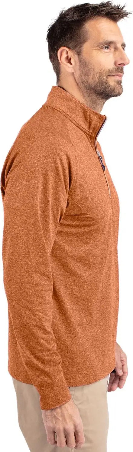 Cutter & Buck Mck01086 Adapt Eco Knit Heather Mens Quarter Zip Pullover - Texas Orange