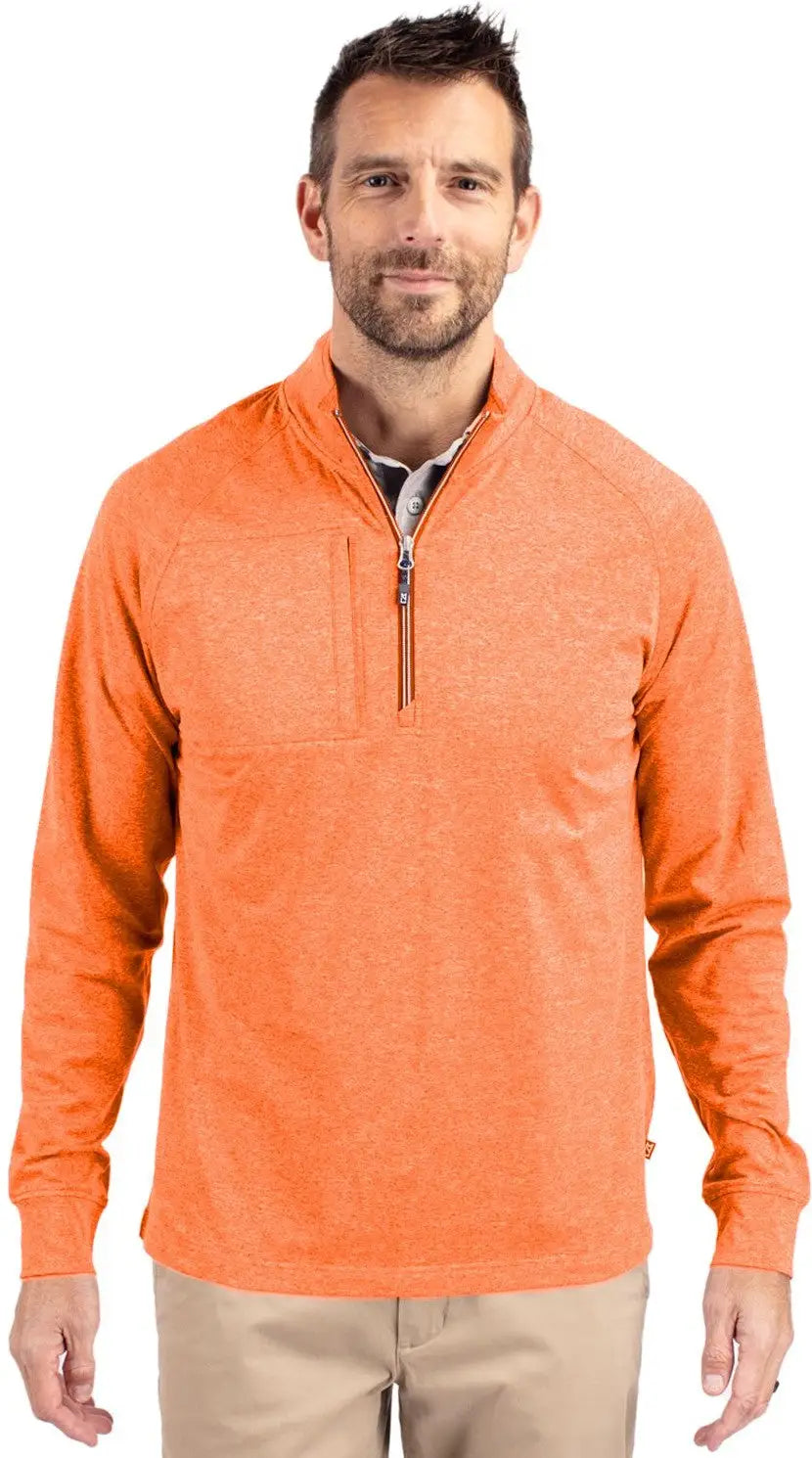 Cutter & Buck Mck01086 Adapt Eco Knit Heather Mens Quarter Zip Pullover - College Orange - Adult s