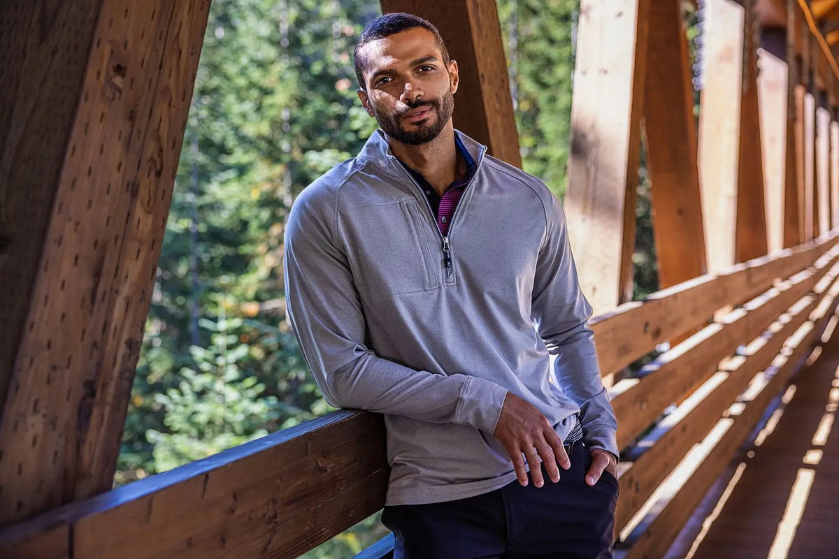 Cutter & Buck Mck01086 Adapt Eco Knit Heather Mens Quarter Zip Pullover - Polished