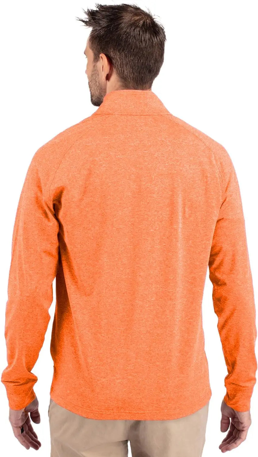 Cutter & Buck Mck01086 Adapt Eco Knit Heather Mens Quarter Zip Pullover - College Orange