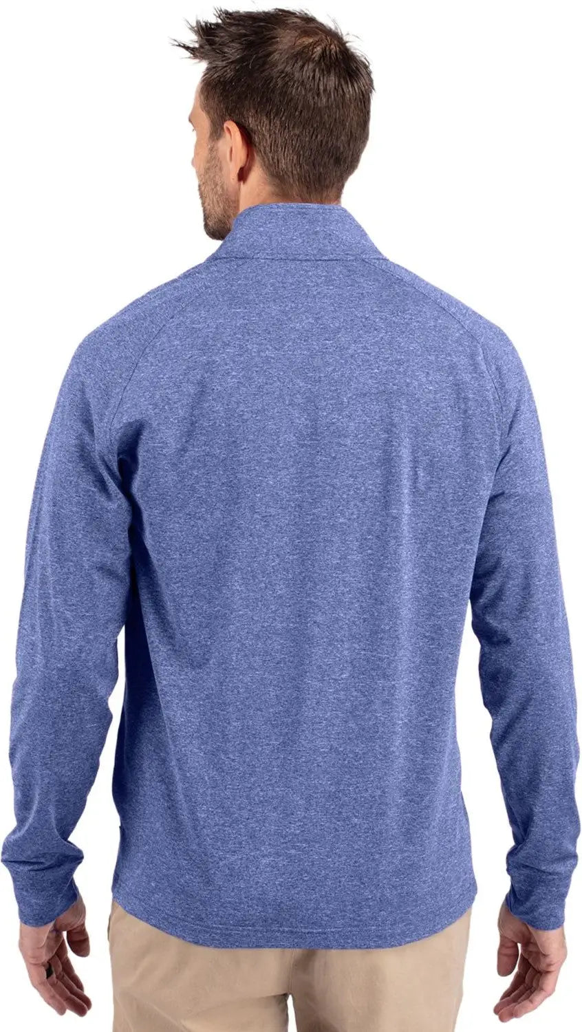 Cutter & Buck Mck01086 Adapt Eco Knit Heather Mens Quarter Zip Pullover - Tour Blue - Adult s