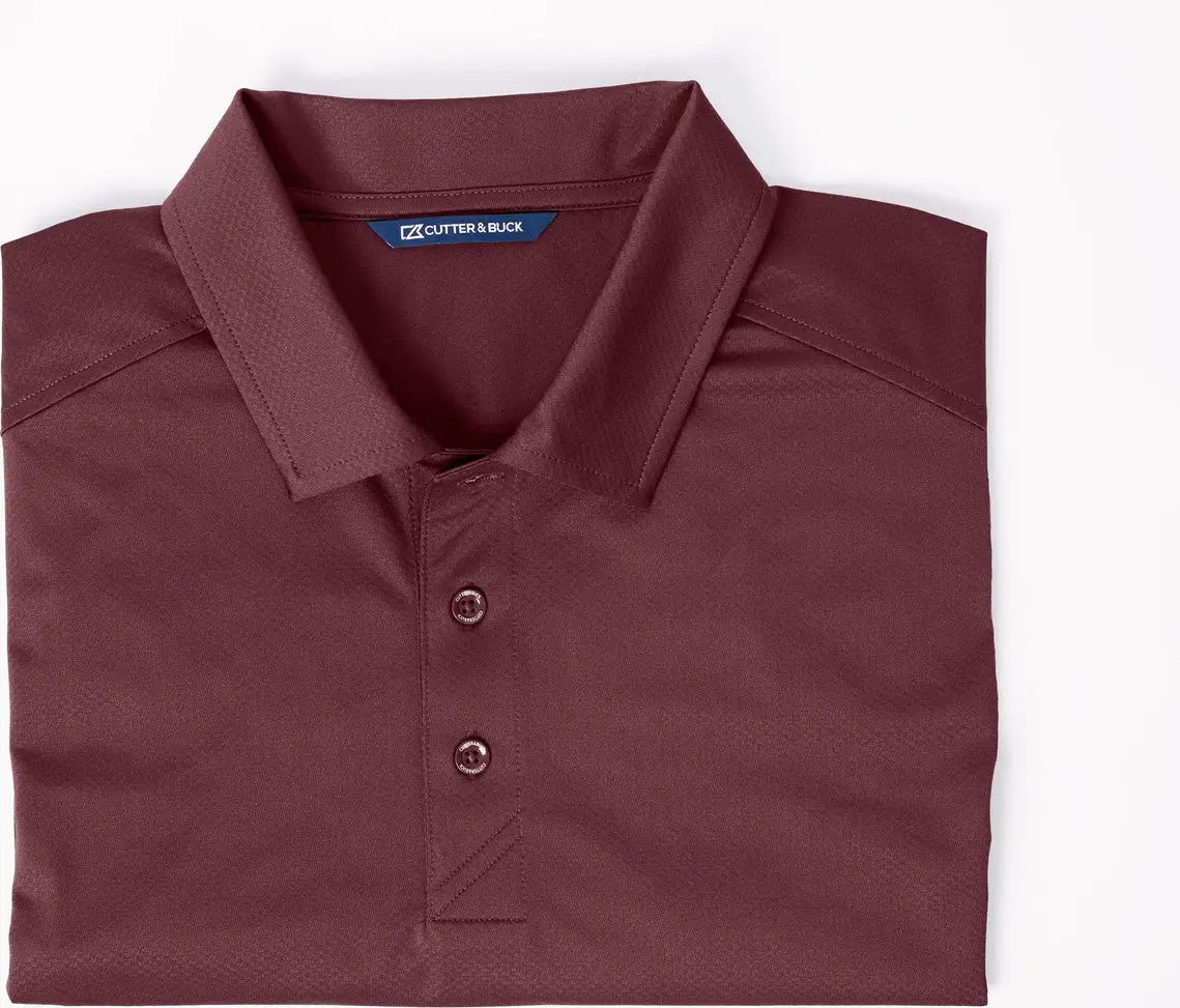 Cutter & Buck Mck01127 Prospect Eco Textured Stretch Recycled Mens Short Sleeve Polo - Bordeaux