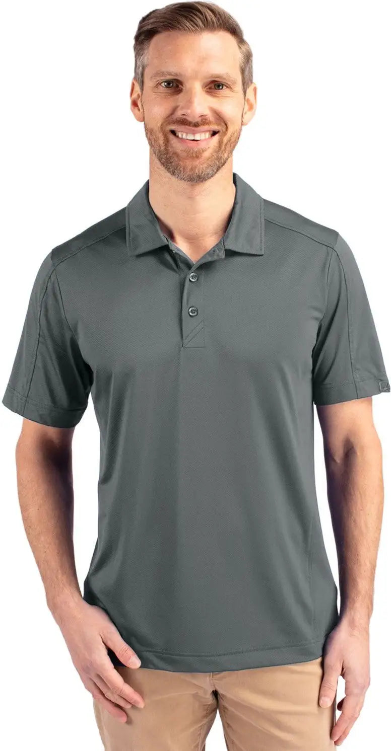 Cutter & Buck Mck01127 Prospect Eco Textured Stretch Recycled Mens Short Sleeve Polo - Elemental Gray - Adult s