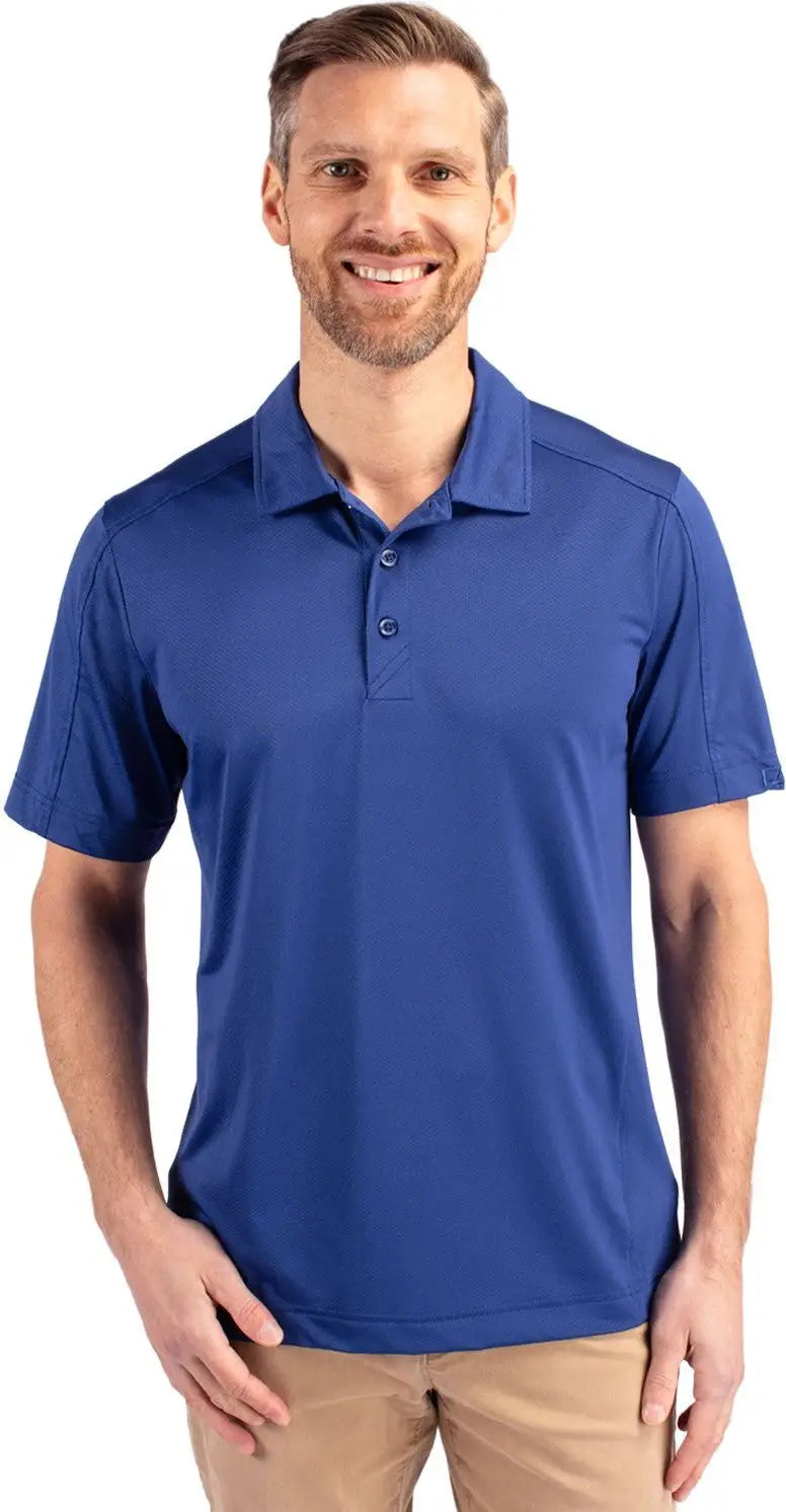 Cutter & Buck Mck01127 Prospect Eco Textured Stretch Recycled Mens Short Sleeve Polo - Tour Blue - Adult s