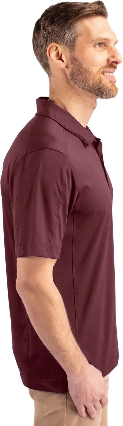 Cutter & Buck Mck01127 Prospect Eco Textured Stretch Recycled Mens Short Sleeve Polo - Bordeaux