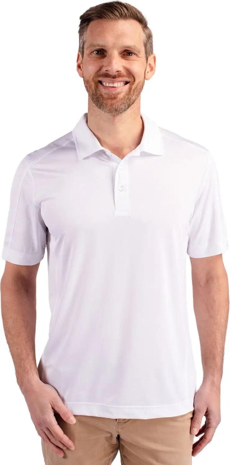 Cutter & Buck Mck01127 Prospect Eco Textured Stretch Recycled Mens Short Sleeve Polo - White - Adult s