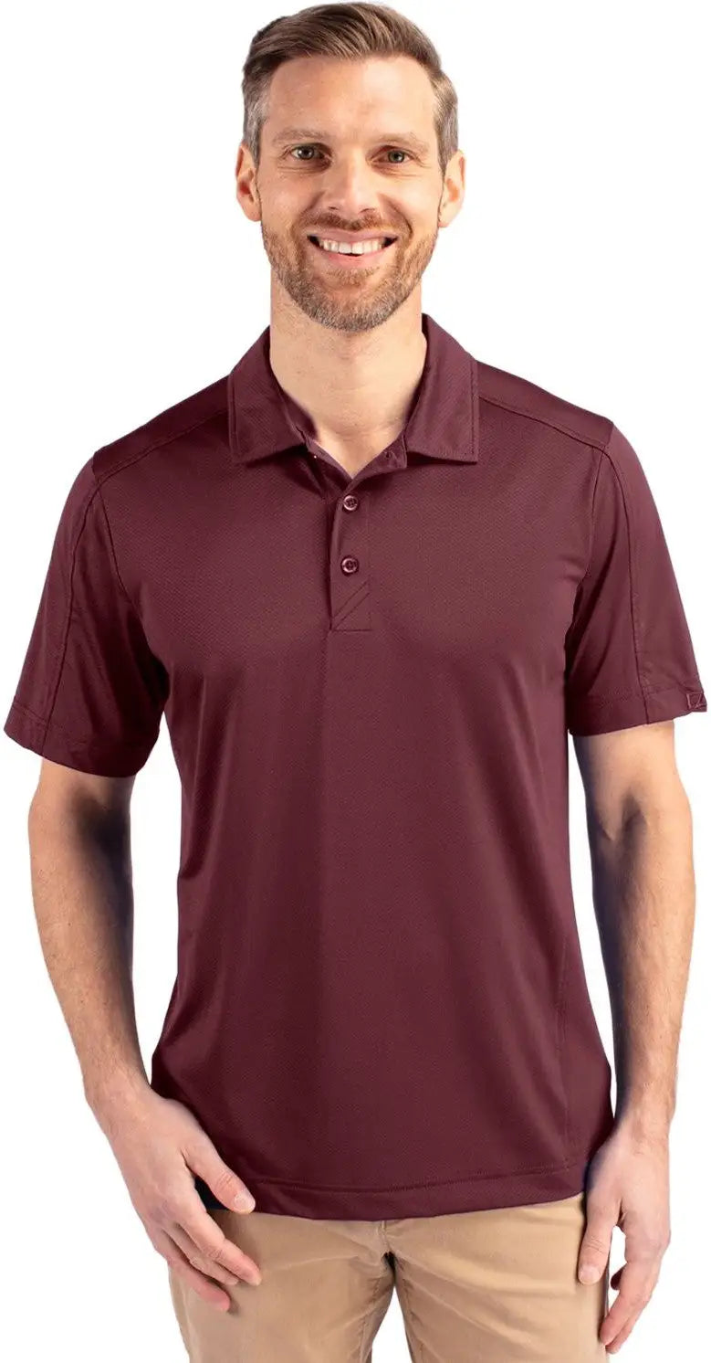 Cutter & Buck Mck01127 Prospect Eco Textured Stretch Recycled Mens Short Sleeve Polo - Bordeaux - Adult s