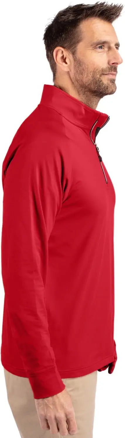 Cutter & Buck Mck01143 Adapt Eco Knit Stretch Recycled Mens Quarter Zip Pullover - Red