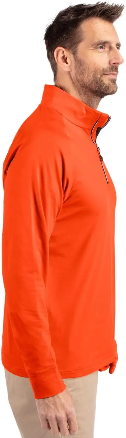 Cutter & Buck Mck01143 Adapt Eco Knit Stretch Recycled Mens Quarter Zip Pullover - College Orange