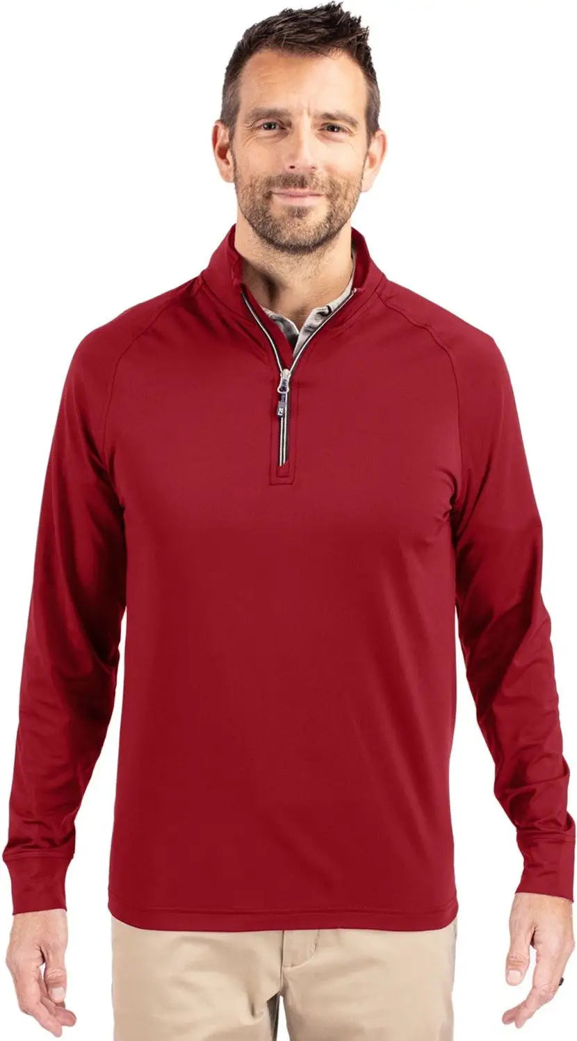 Cutter & Buck Mck01143 Adapt Eco Knit Stretch Recycled Mens Quarter Zip Pullover - Cardinal Red - Adult s