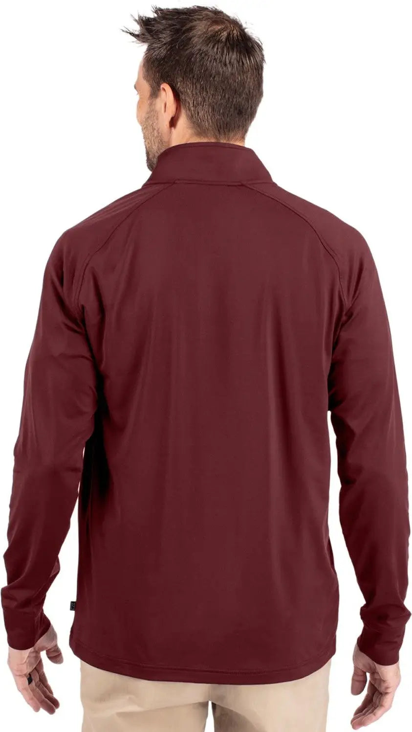 Cutter & Buck Mck01143 Adapt Eco Knit Stretch Recycled Mens Quarter Zip Pullover - Bordeaux