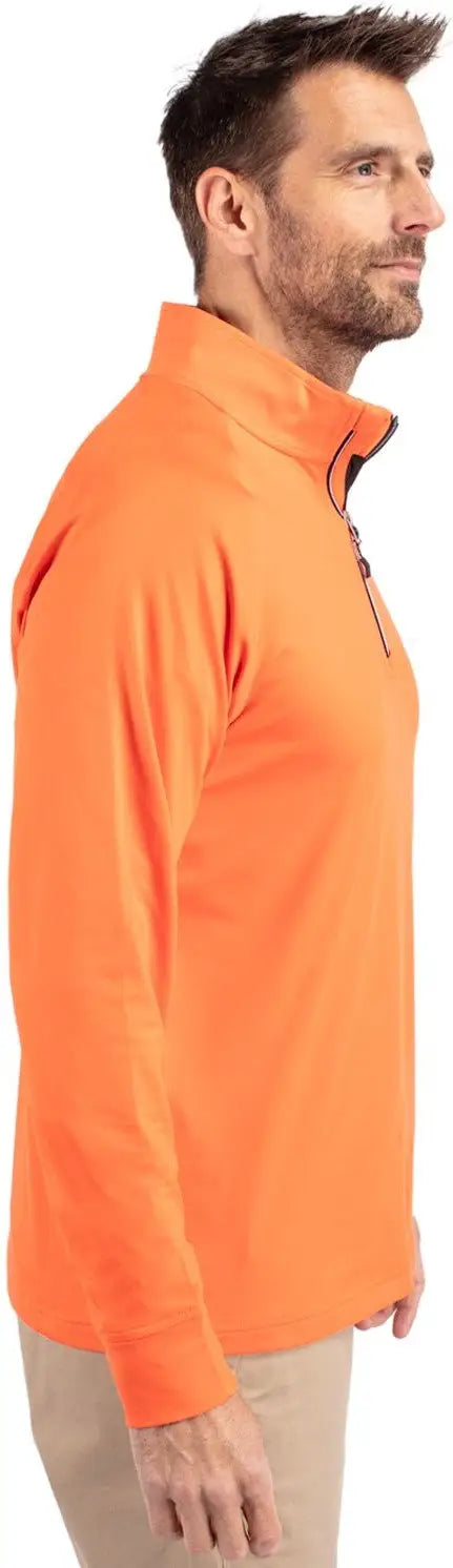 Cutter & Buck Mck01143 Adapt Eco Knit Stretch Recycled Mens Quarter Zip Pullover - Orange Burst