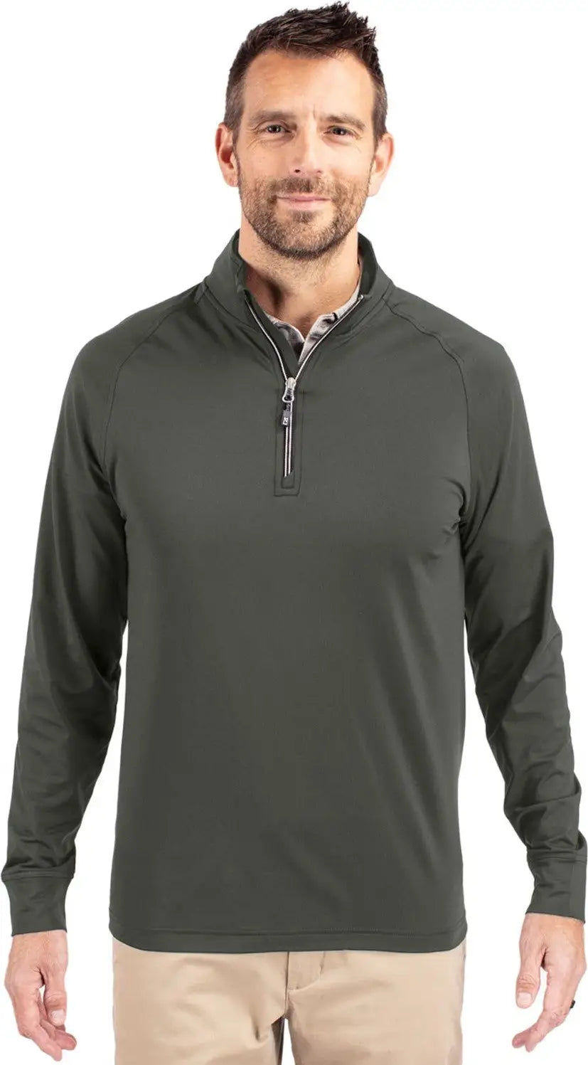 Cutter & Buck Mck01143 Adapt Eco Knit Stretch Recycled Mens Quarter Zip Pullover - Poplar - Adult s