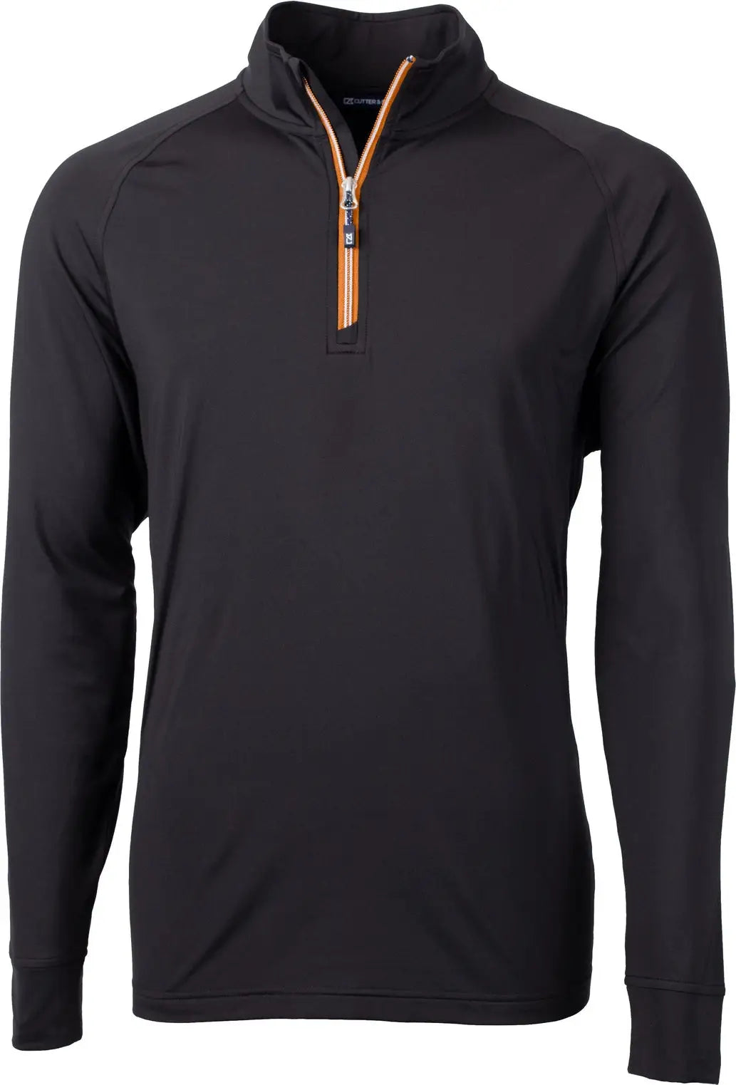 Cutter & Buck Mck01143 Adapt Eco Knit Stretch Recycled Mens Quarter Zip Pullover - Black Orange - Black/orange / Adult s