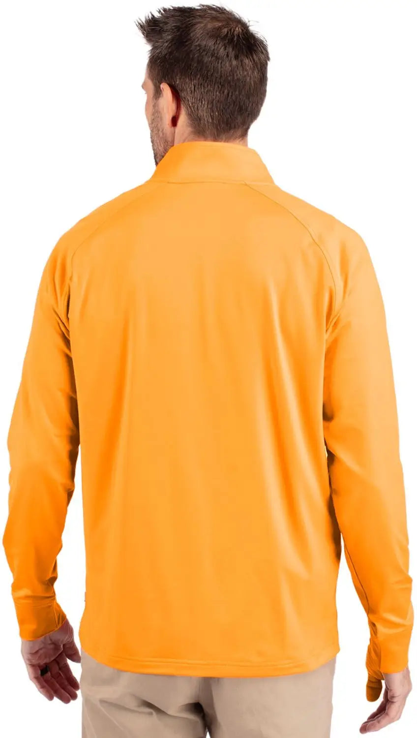 Cutter & Buck Mck01143 Adapt Eco Knit Stretch Recycled Mens Quarter Zip Pullover - Orange Burst