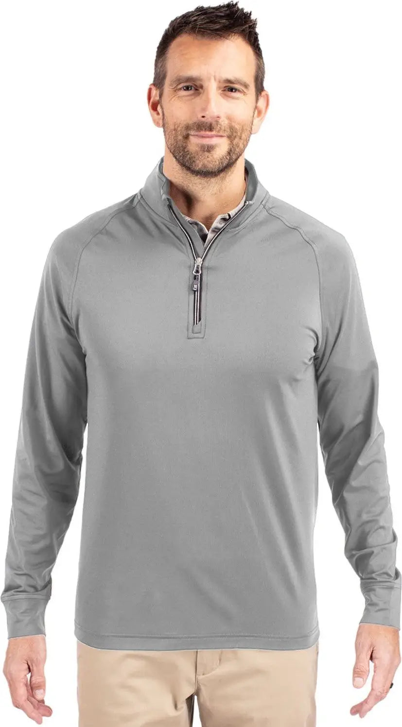 Cutter & Buck Mck01143 Adapt Eco Knit Stretch Recycled Mens Quarter Zip Pullover - Polished - Adult s