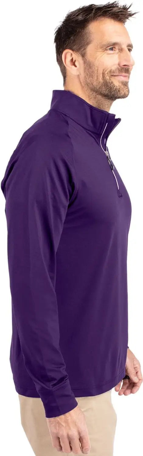 Cutter & Buck Mck01143 Adapt Eco Knit Stretch Recycled Mens Quarter Zip Pullover - College Purple