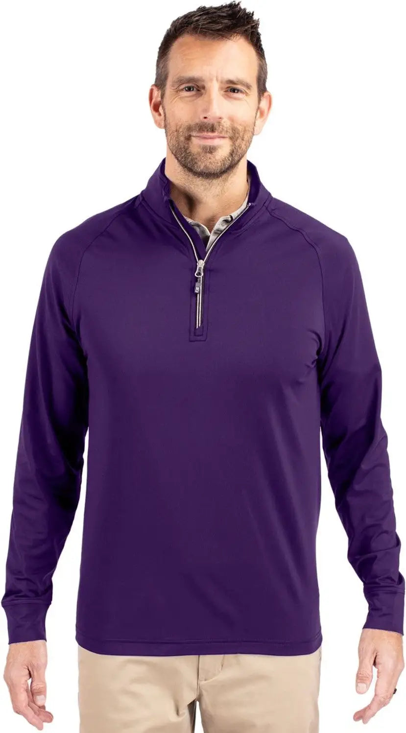 Cutter & Buck Mck01143 Adapt Eco Knit Stretch Recycled Mens Quarter Zip Pullover - College Purple - Adult s