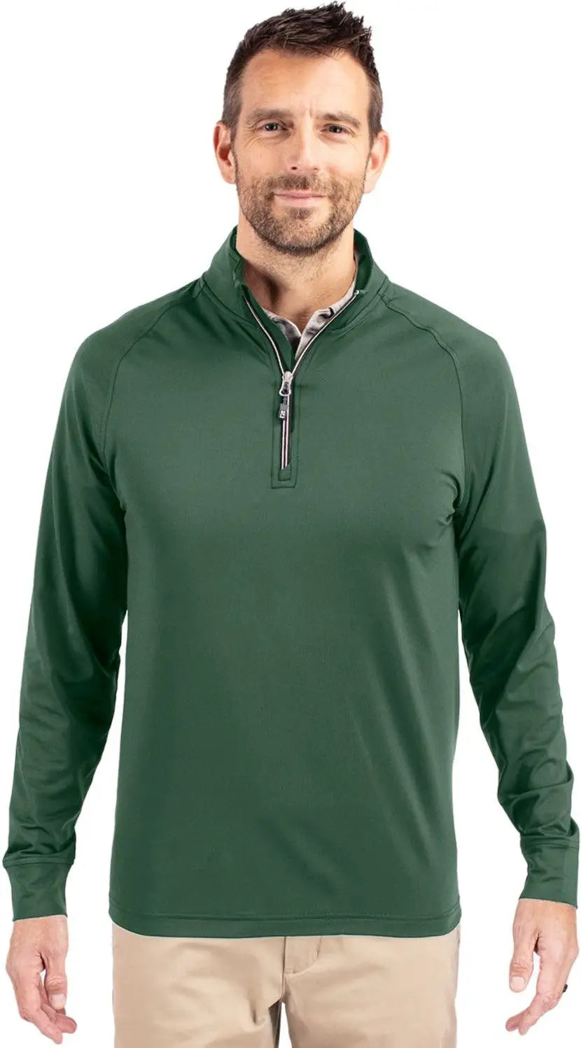 Cutter & Buck Mck01143 Adapt Eco Knit Stretch Recycled Mens Quarter Zip Pullover - Hunter - Adult s
