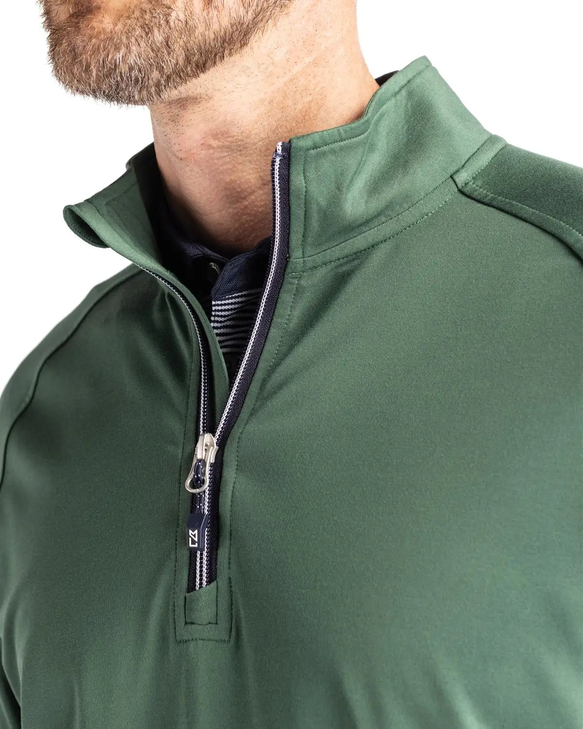 Cutter & Buck Mck01143 Adapt Eco Knit Stretch Recycled Mens Quarter Zip Pullover - Hunter