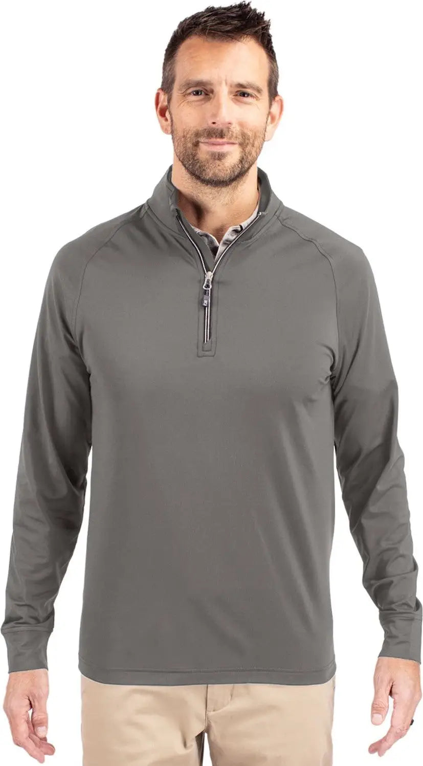 Cutter & Buck Mck01143 Adapt Eco Knit Stretch Recycled Mens Quarter Zip Pullover - Elemental Gray - Adult s