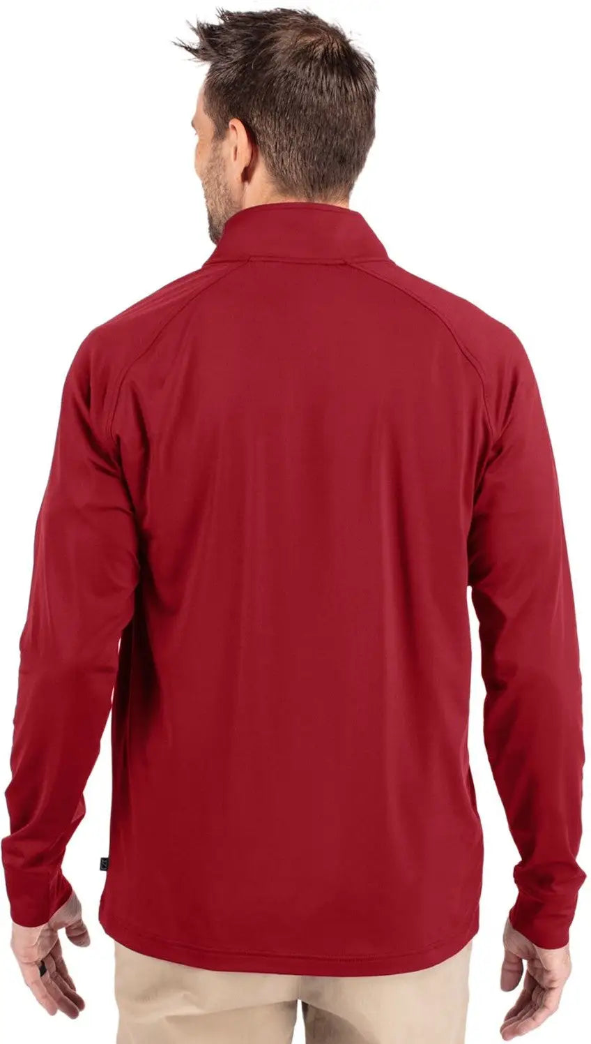 Cutter & Buck Mck01143 Adapt Eco Knit Stretch Recycled Mens Quarter Zip Pullover - Cardinal Red