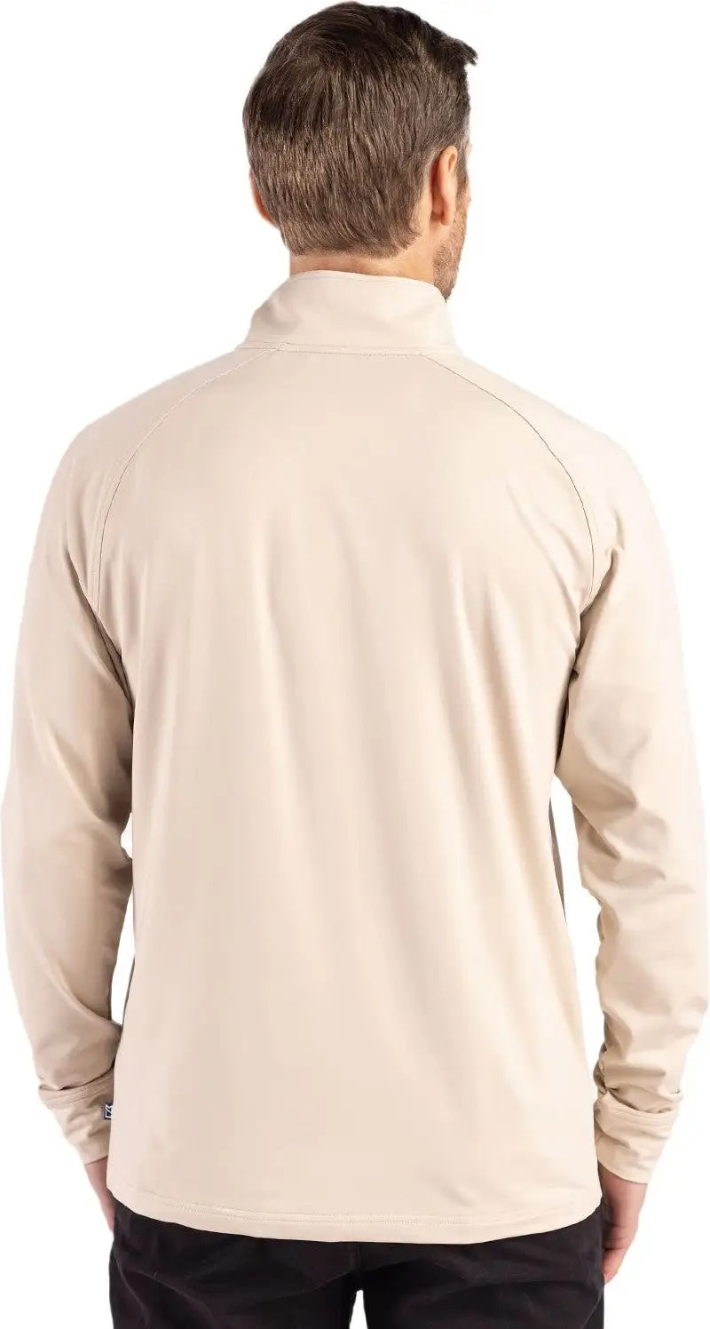Cutter & Buck Mck01143 Adapt Eco Knit Stretch Recycled Mens Quarter Zip Pullover - Wheat