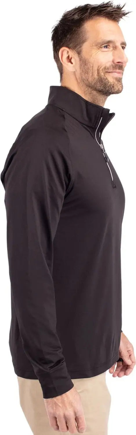 Cutter & Buck Mck01143 Adapt Eco Knit Stretch Recycled Mens Quarter Zip Pullover - Black