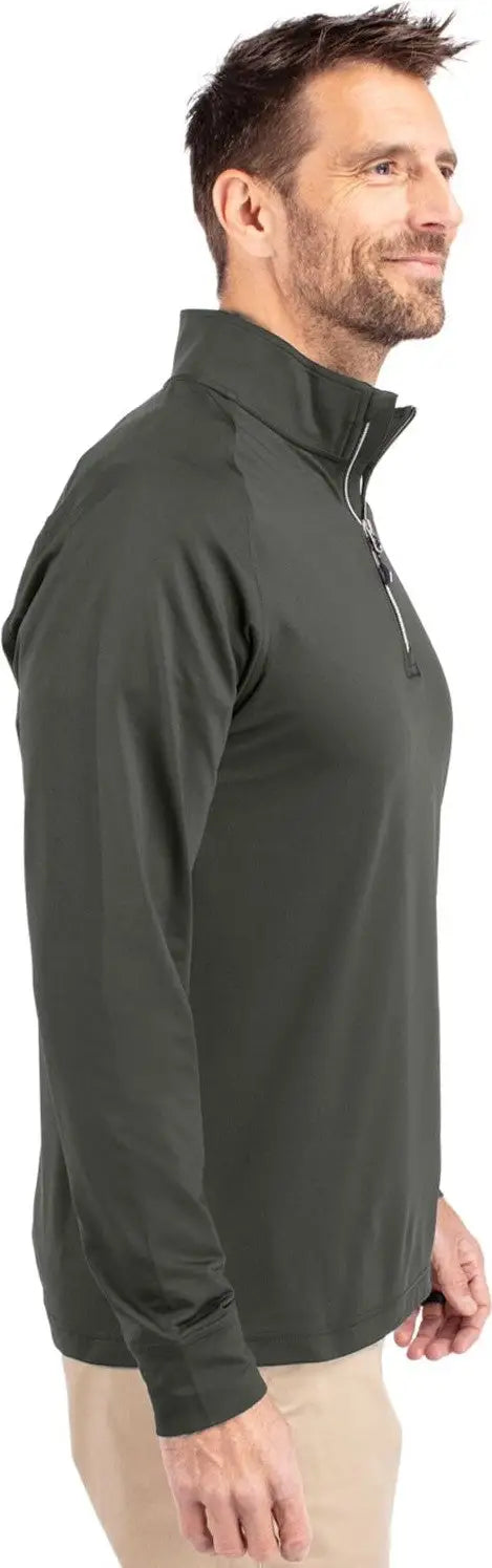 Cutter & Buck Mck01143 Adapt Eco Knit Stretch Recycled Mens Quarter Zip Pullover - Poplar