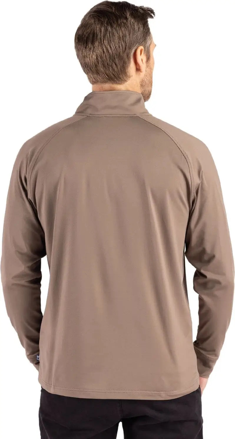 Cutter & Buck Mck01143 Adapt Eco Knit Stretch Recycled Mens Quarter Zip Pullover - Mushroom