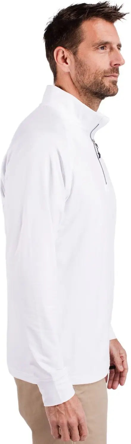 Cutter & Buck Mck01143 Adapt Eco Knit Stretch Recycled Mens Quarter Zip Pullover - White