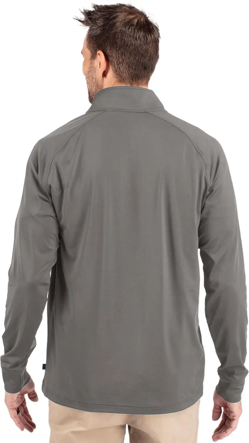 Cutter & Buck Mck01143 Adapt Eco Knit Stretch Recycled Mens Quarter Zip Pullover - Elemental Gray