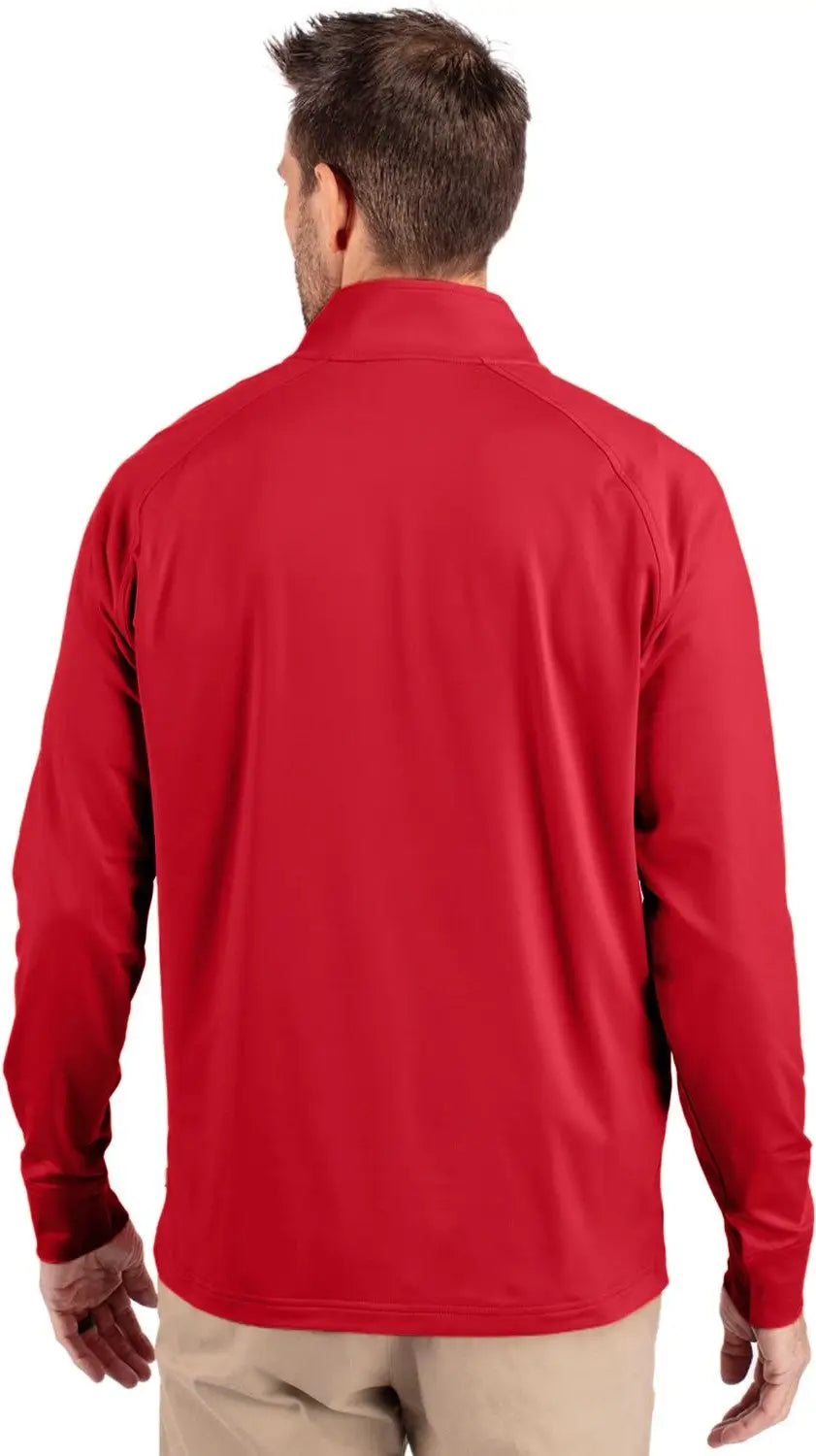 Cutter & Buck Mck01143 Adapt Eco Knit Stretch Recycled Mens Quarter Zip Pullover - Red - Adult s