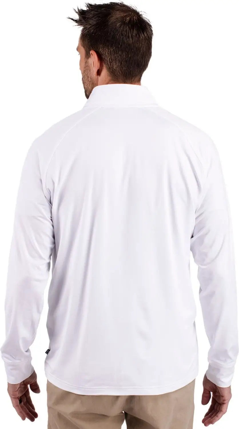 Cutter & Buck Mck01143 Adapt Eco Knit Stretch Recycled Mens Quarter Zip Pullover - White