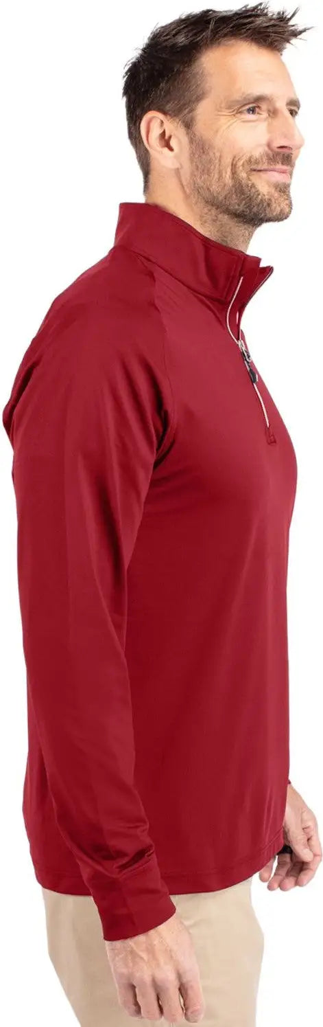 Cutter & Buck Mck01143 Adapt Eco Knit Stretch Recycled Mens Quarter Zip Pullover - Cardinal Red