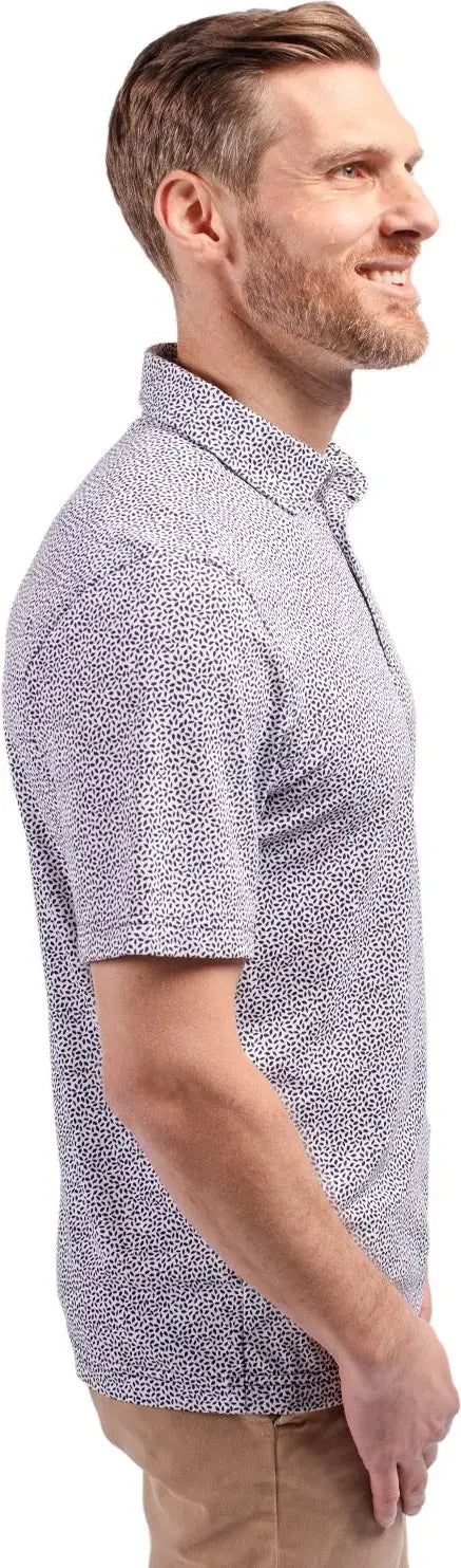 Cutter & Buck Mck01161 Virtue Eco Pique Botanical Print Recycled Mens Polo - Navy Blue